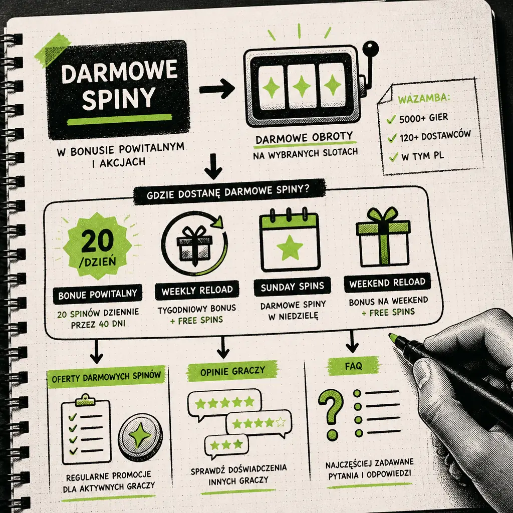 Wazamba darmowe spiny — 200 FS w bonusie powitalnym visual guide for Wazamba